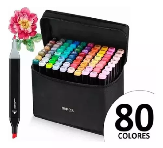 Marcadores Dobles Set de 80 Colores